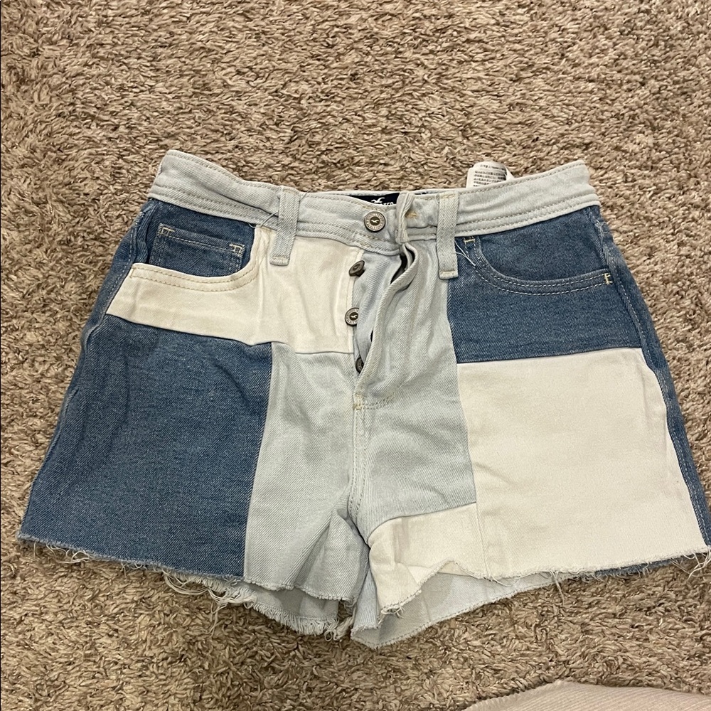 Hollister Blue and White Jean Shorts size 26
